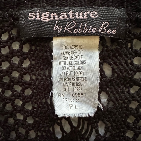 VTG crochet bolero short sleeve shrug cardigan black Y2K vintage crop top PL - Picture 3 of 6